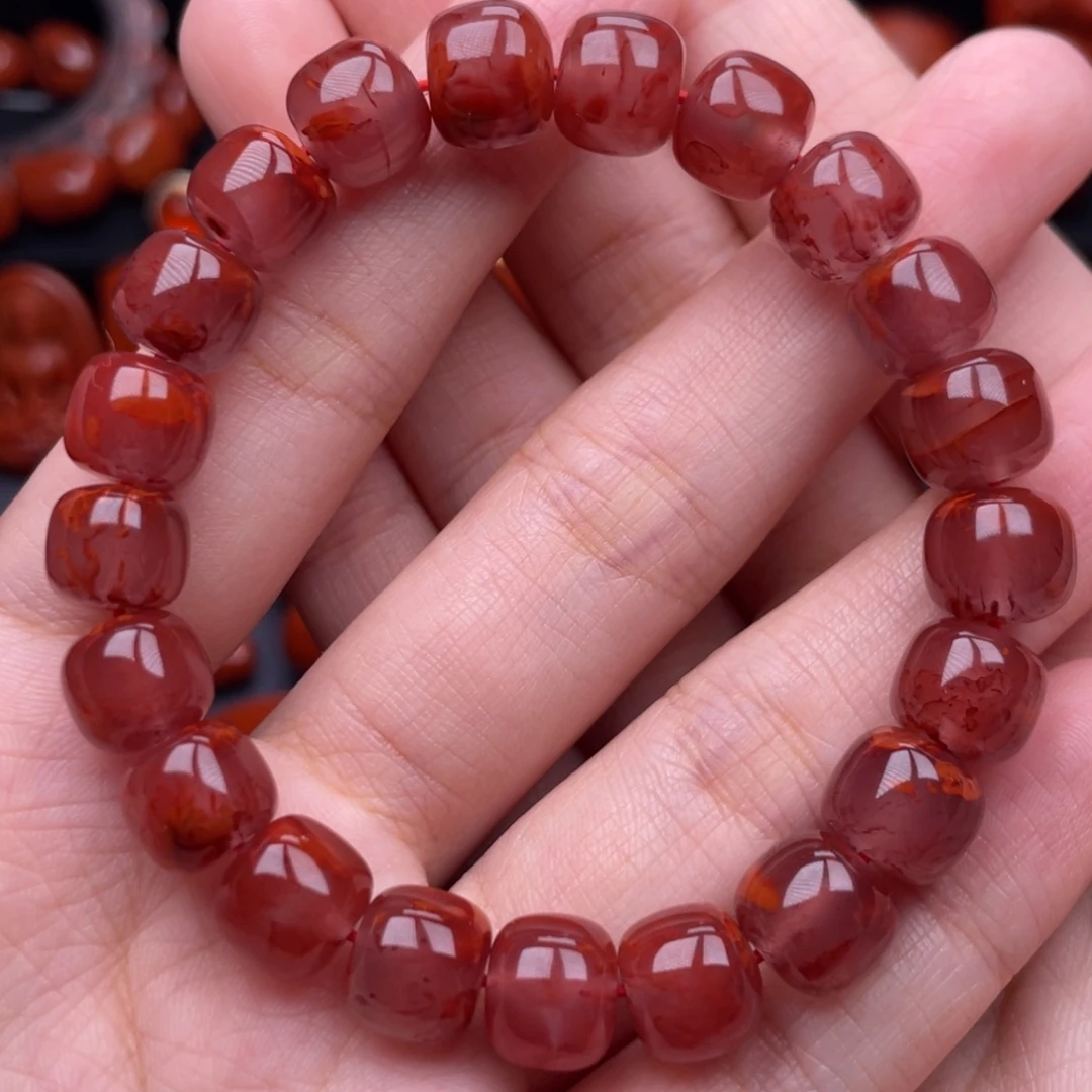 深***任南红玛瑙未镶嵌珠宝奇石单圈10mm