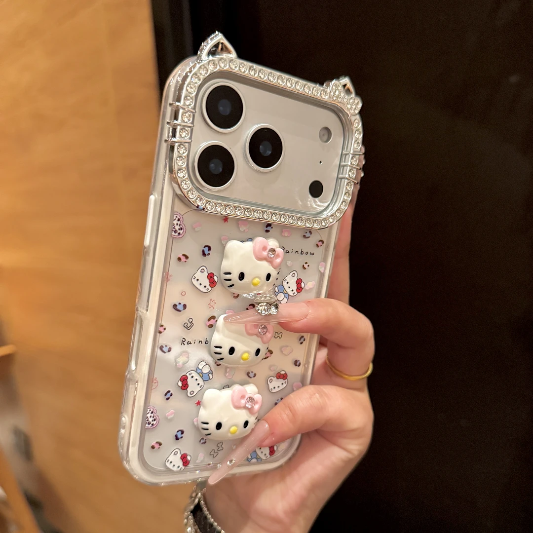 新款简约透明立体KT猫适用于iPhone17promax手机壳苹果16防摔15