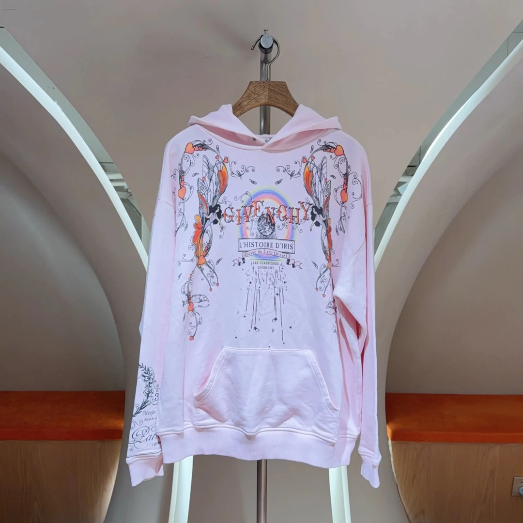 99新 Givenchy/纪梵希 天使印花图案 连帽卫衣 XL码