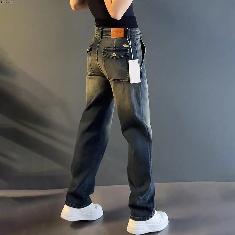 轻奢男装大码潮牌男士轻奢设计高级时尚感直筒感秋冬新款加绒长裤