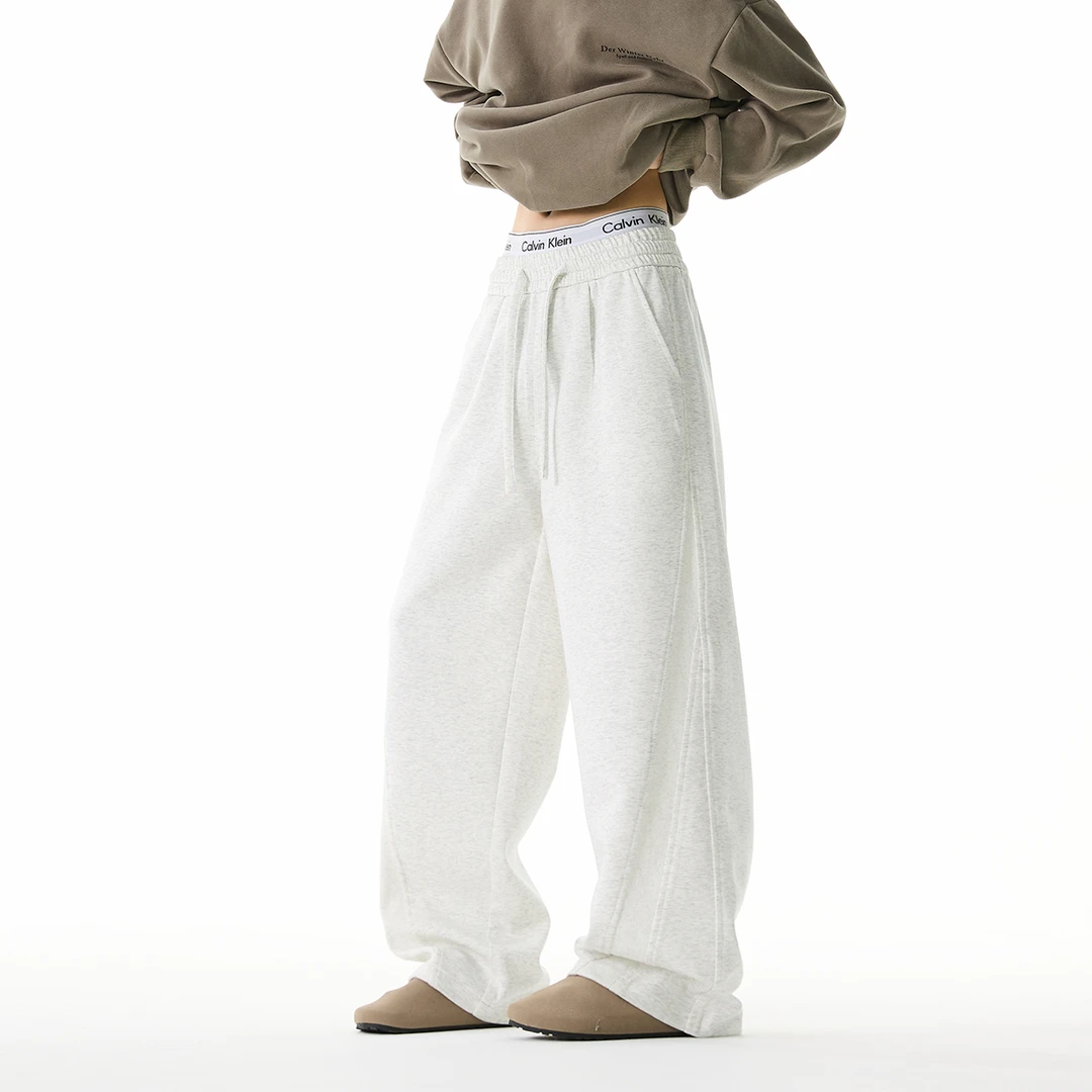 320克曼巴棉拼接弯刀卫裤男女同款秋季宽松直筒百搭运动休闲裤子