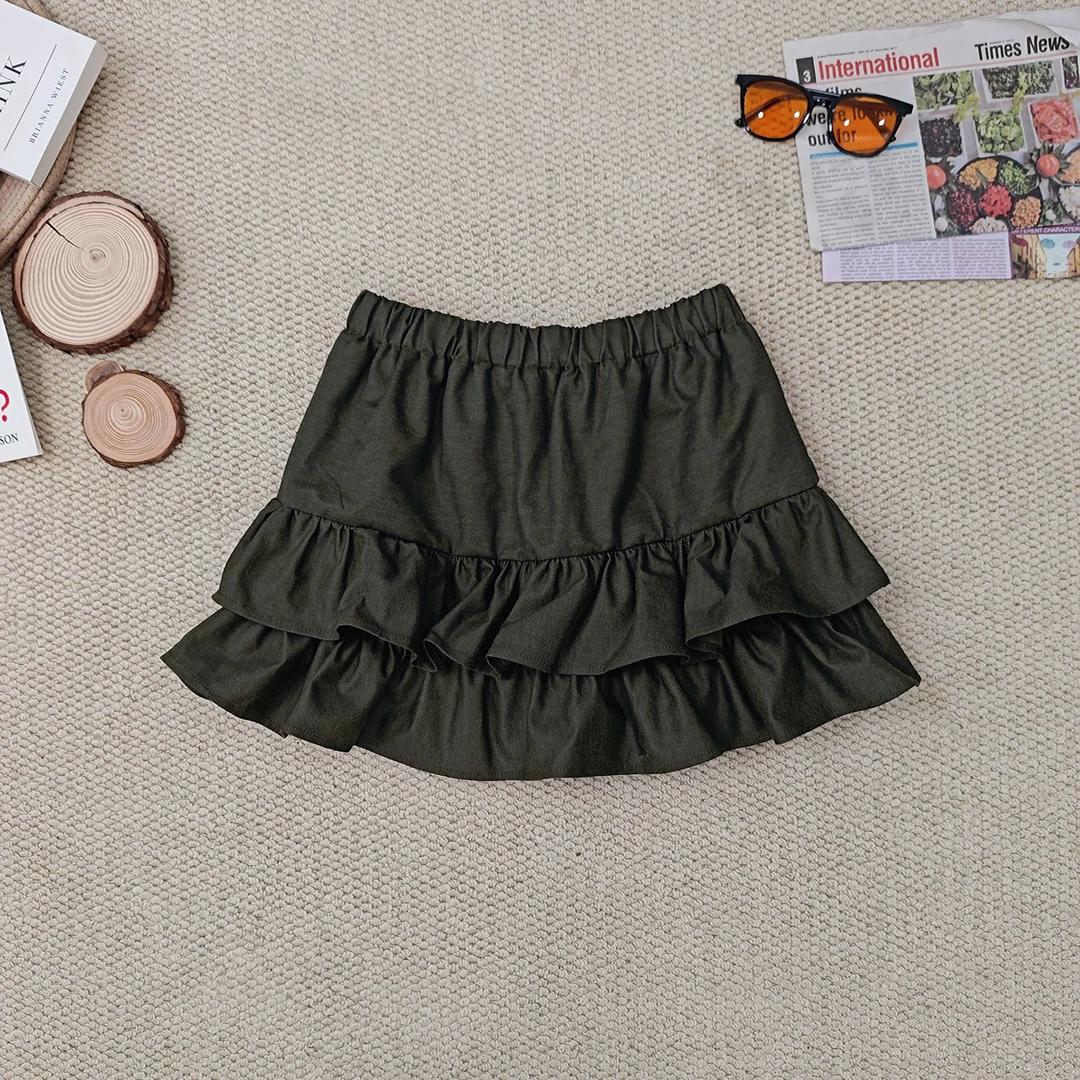 2025夏季新款百搭纯色蛋糕百褶短裙3002