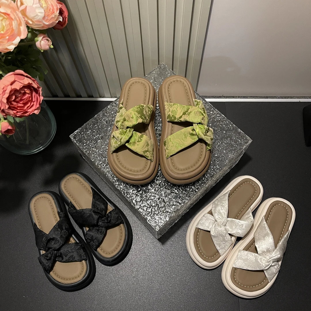 2025年春夏新款时尚交叉缠绕休闲百搭软底外穿厚底爆款一字拖-5CM
