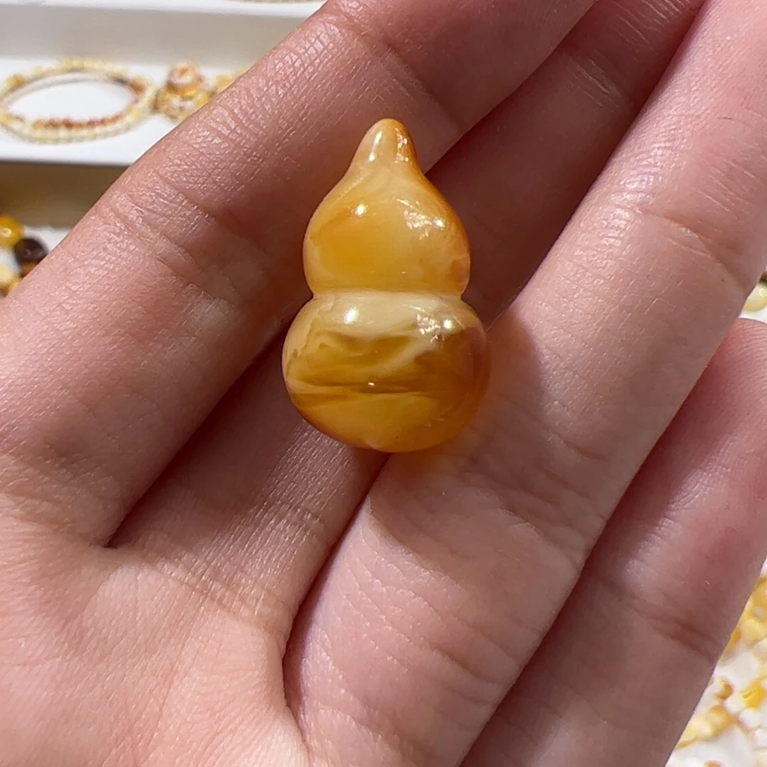 琥珀未镶嵌珠宝奇石沁色妖花葫芦