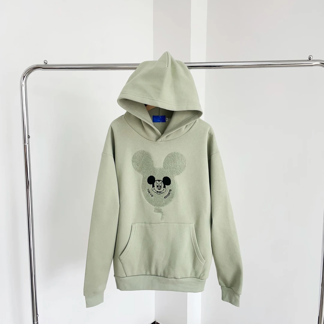 仓2-3 米奇戴帽加绒青绿色休闲卫衣