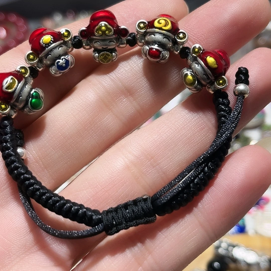 吊坠足银珐琅五路财神