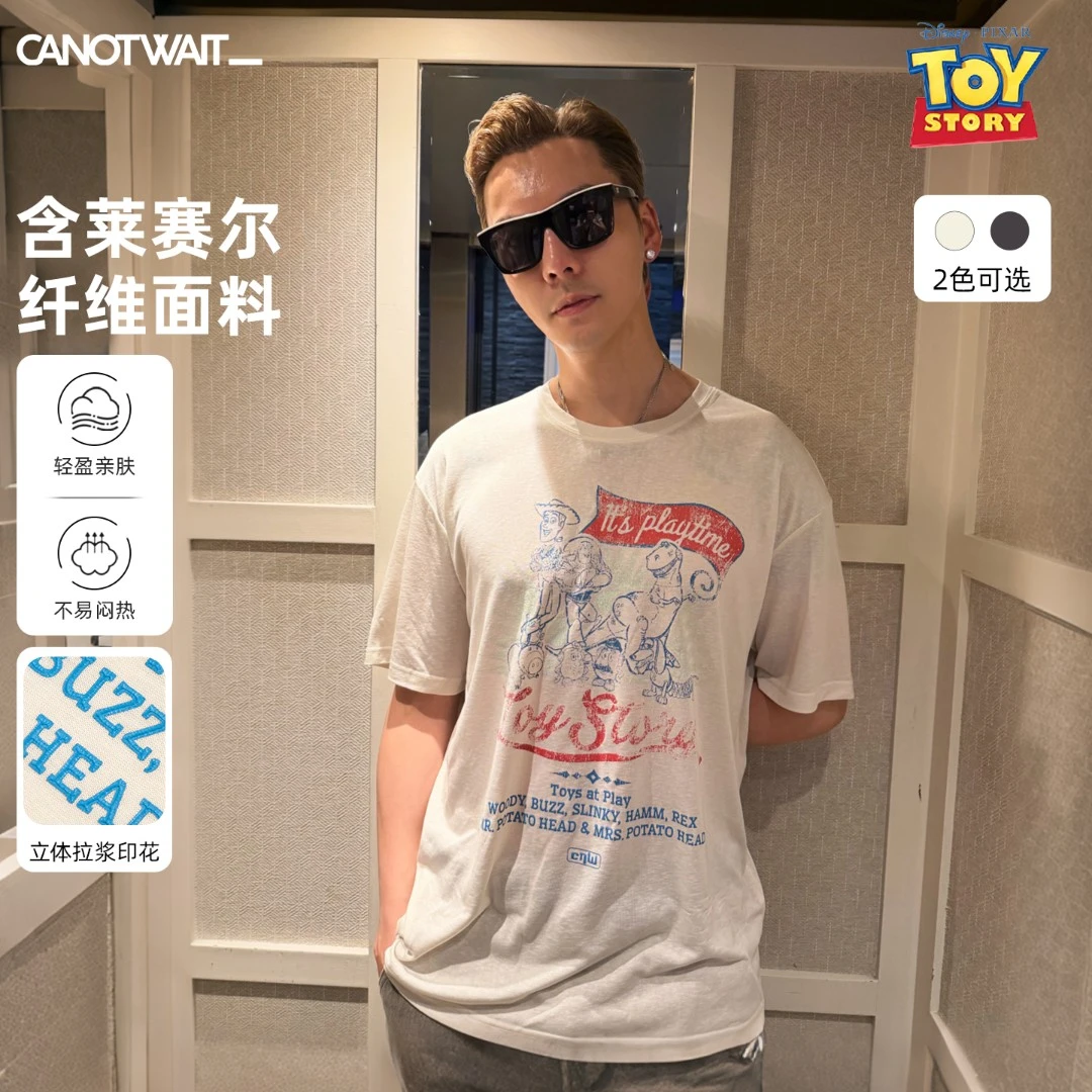 陈伟霆短袖CNW迪士尼玩具总动员系列做旧印花短袖T恤夏季轻盈亲肤