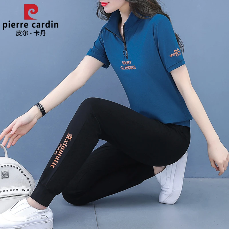 皮尔卡丹半拉链运动服套装女夏季2025新款爆款中年时尚休闲两件套