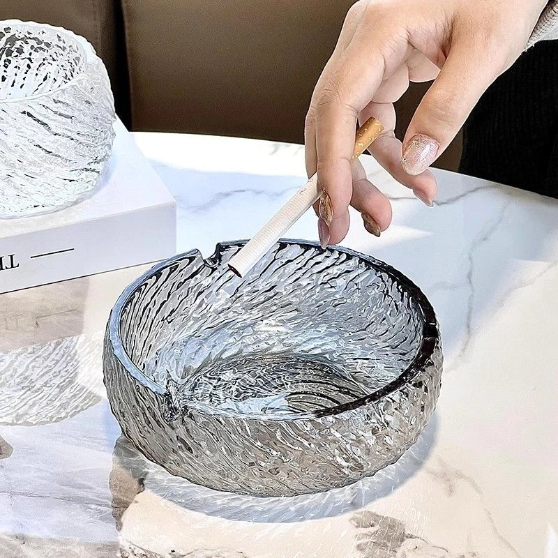 高颜值玻璃烟灰缸耐脏时尚创意大容量办公烟缸轻奢烟灰缸家用商务