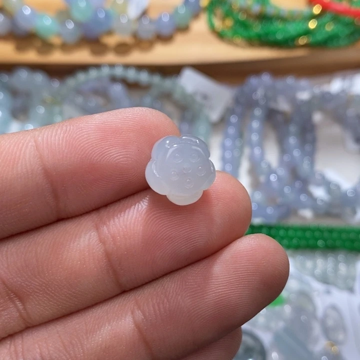 翡翠未镶嵌手链莲花珠圆珠