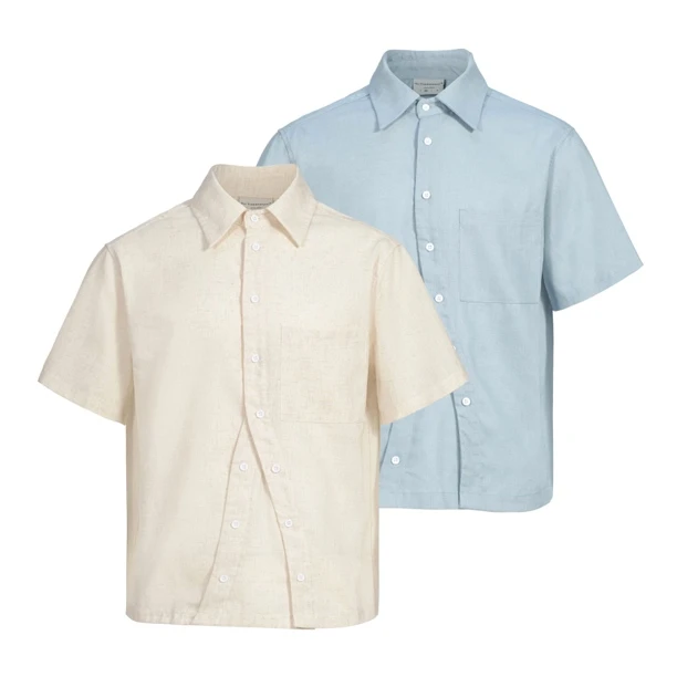 DERT 「逸柔」天丝亚麻衬衫 弯曲解构 凉感短袖T恤