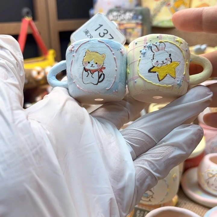 137杯子套装花盆手绘花盆