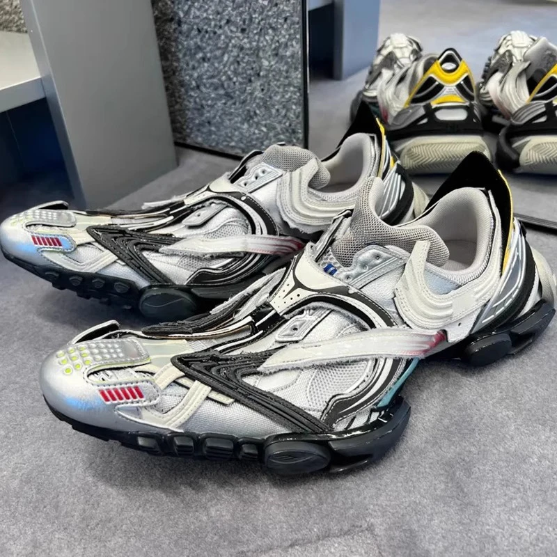 qbqa正品！高级巴黎鳄鱼嘴老爹鞋走秀男女厚底新款休闲运动鞋黑色