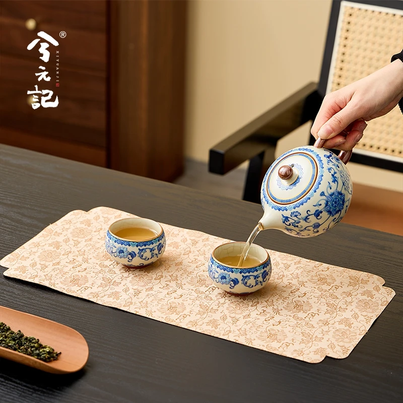 兮元记双面干泡茶席功夫茶具配件织锦茶桌垫家用茶垫桌旗隔热垫子