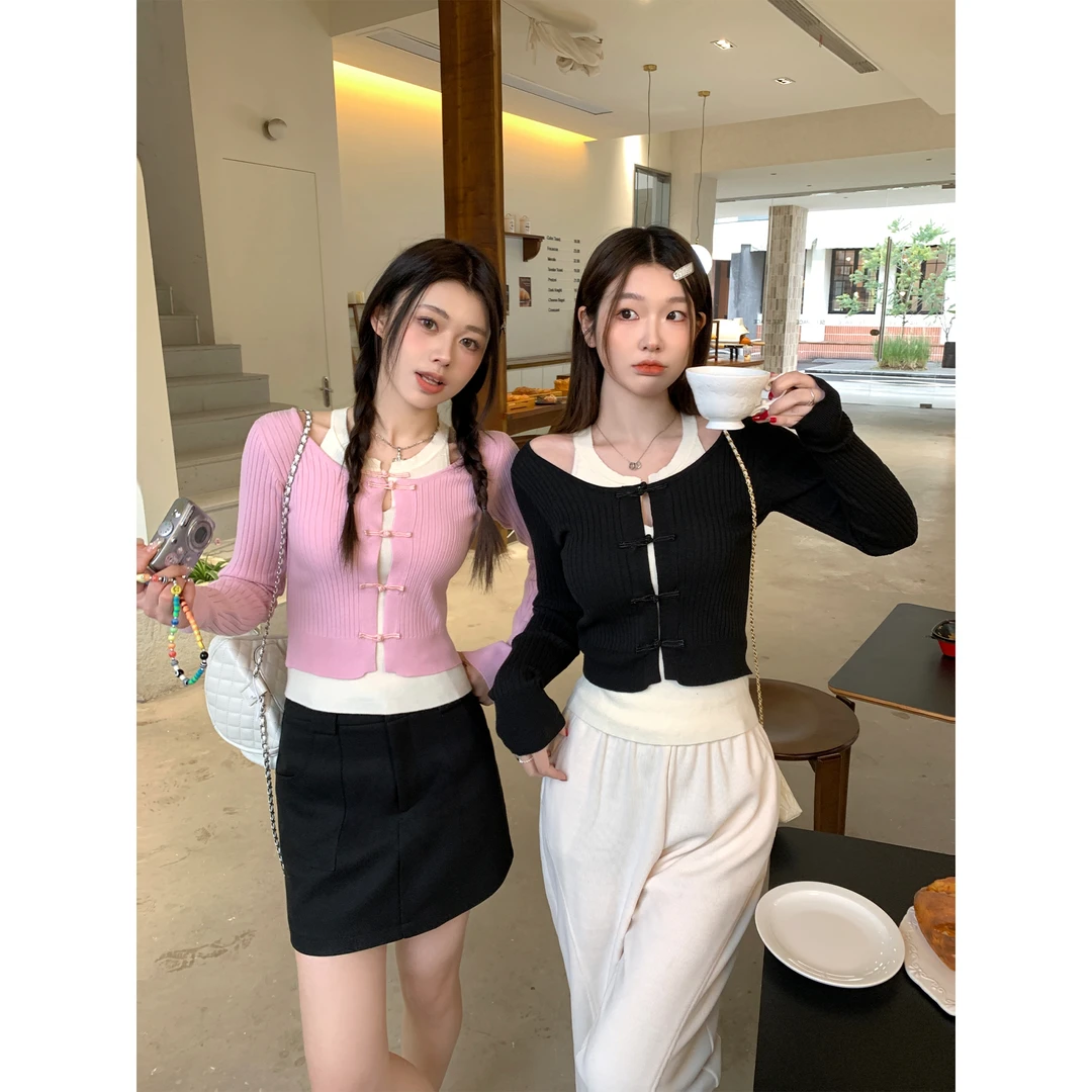 我是你的cc阿 叠穿美学~国风吊带内搭女春季新中式盘扣针织衫