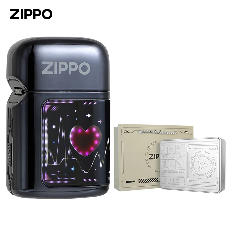 Zippo打火机跳动的心发光可充电多功能火爆款防风曲面DY9914TP