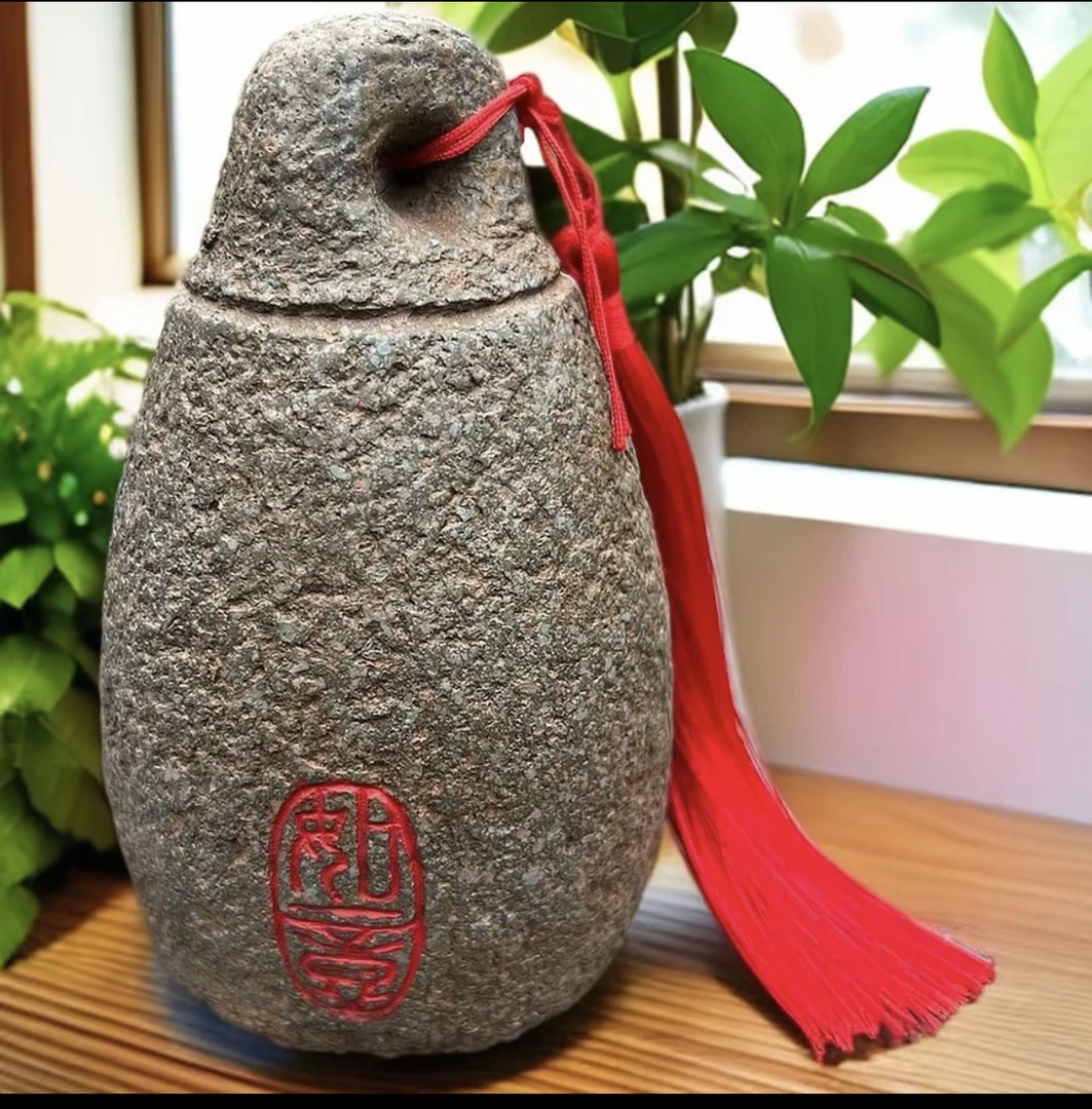 中式仿石禅意刻福字秤砣创意摆件用于茶室办公室装饰