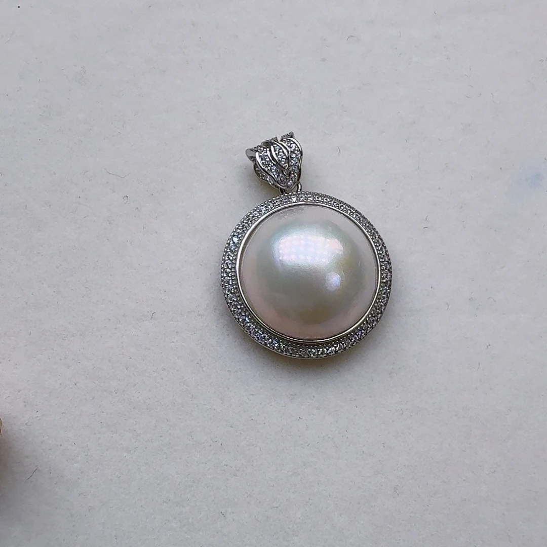 银S925镶嵌拼合珍珠（马贝珠）颈饰