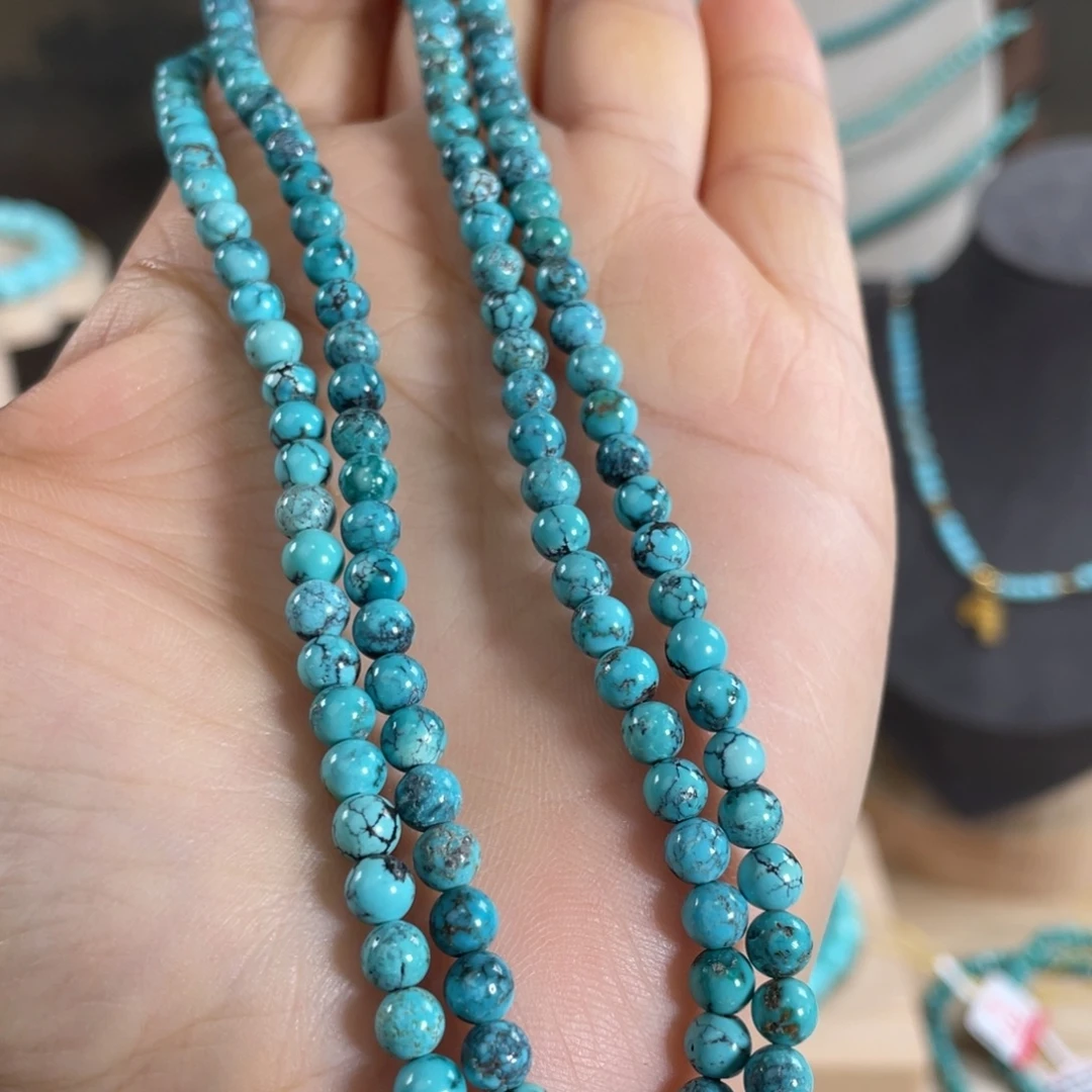 绿松石未镶嵌套链乌兰花圆珠108