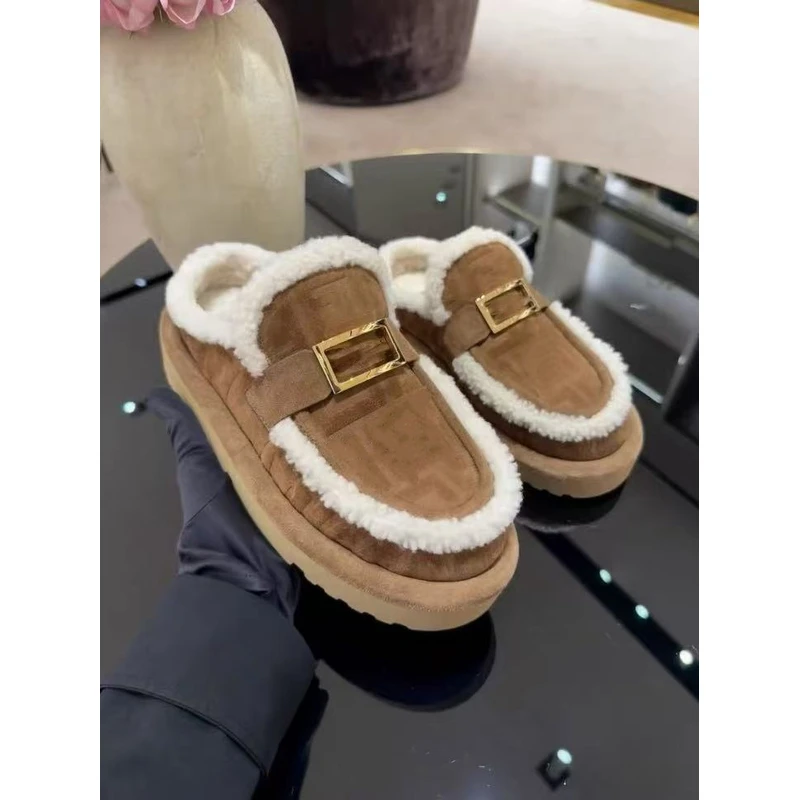 【DML】25秋冬新款厚底字母毛毛拖女