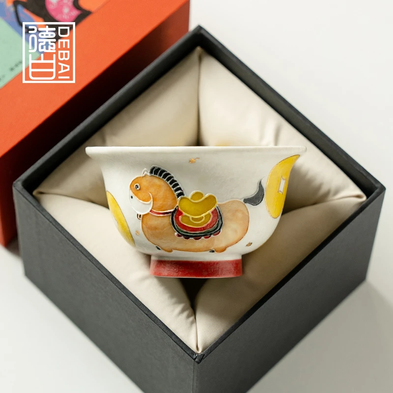 德白家用喝茶杯主人杯个人专用马上有钱陶瓷茶杯功夫茶具礼物送礼