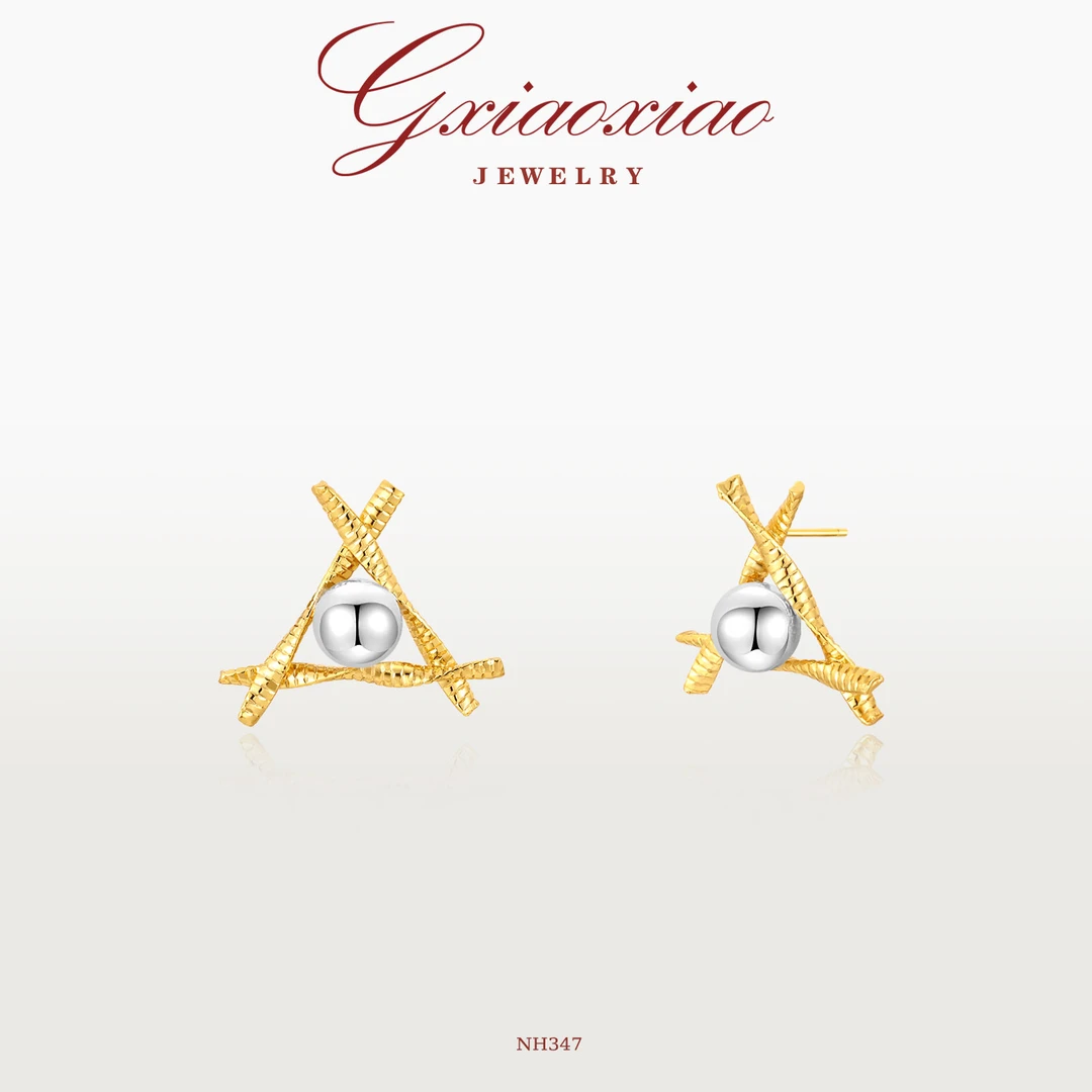 G XIAOXIAO 时尚气质高级百搭三角圆珠耳环 NH346 NH347
