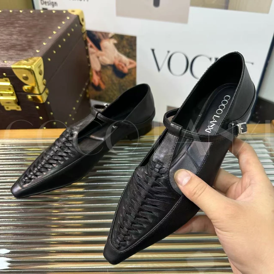 【里安】时尚百搭黑色尖头低跟气质百搭小单鞋25LF018LX