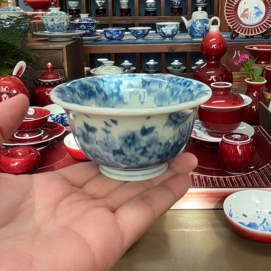 闻轩坊柴窑，万花蝶恋花压手杯