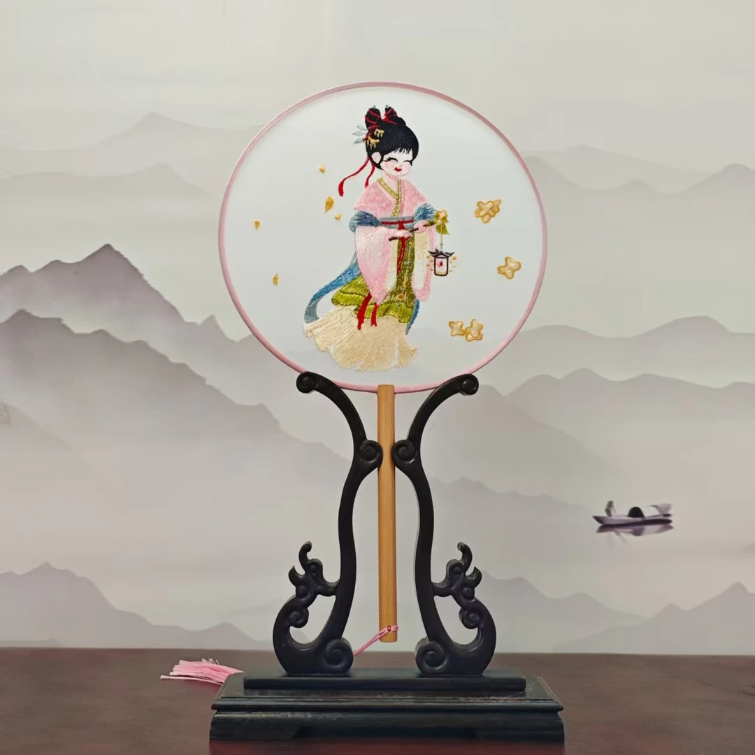 188号嫦娥团扇粉色苏绣团扇2025新款
