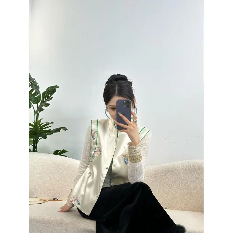 CHUNTIAN【芷蝶】织锦提花四季款双面双穿马甲