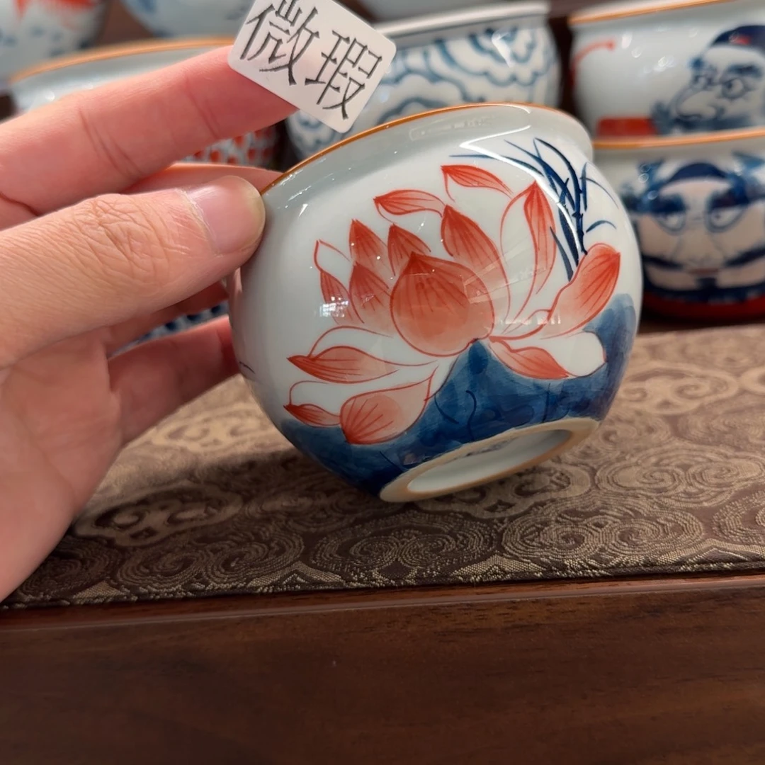 釉下手绘茶具微瑕