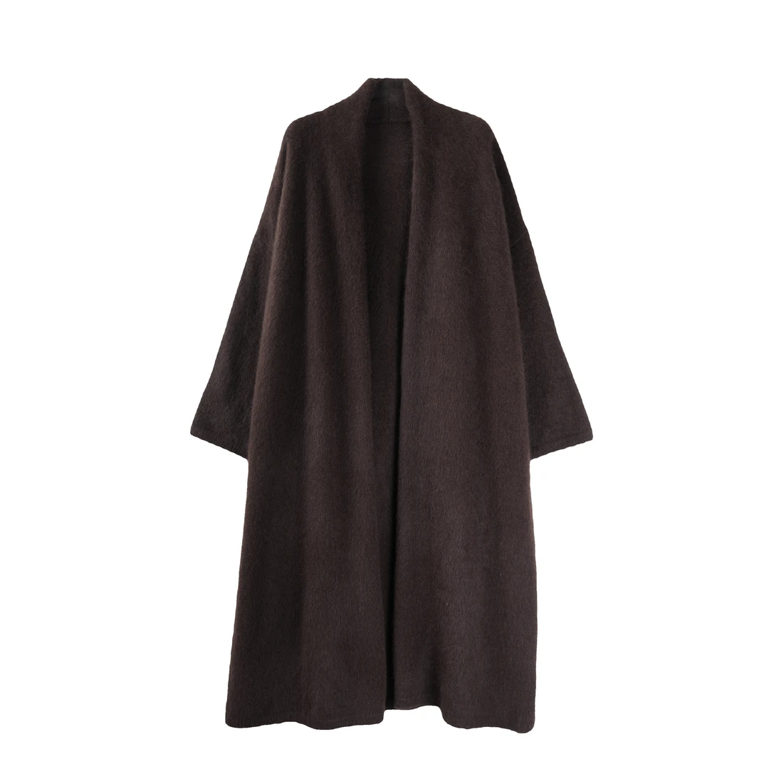 【川白—糯】【100%牦牛绒拉绒】气质慵懒风浴袍腰带款纯色针织开衫