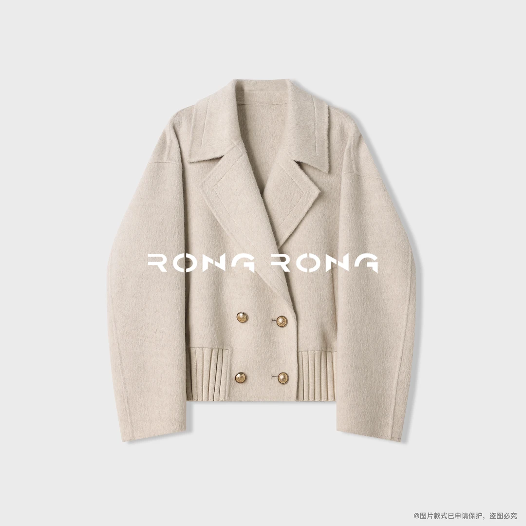 溶溶【沁雪】RONGRONG 绵羊毛驼绒桑蚕丝轻奢意式双面呢外套48Z8234