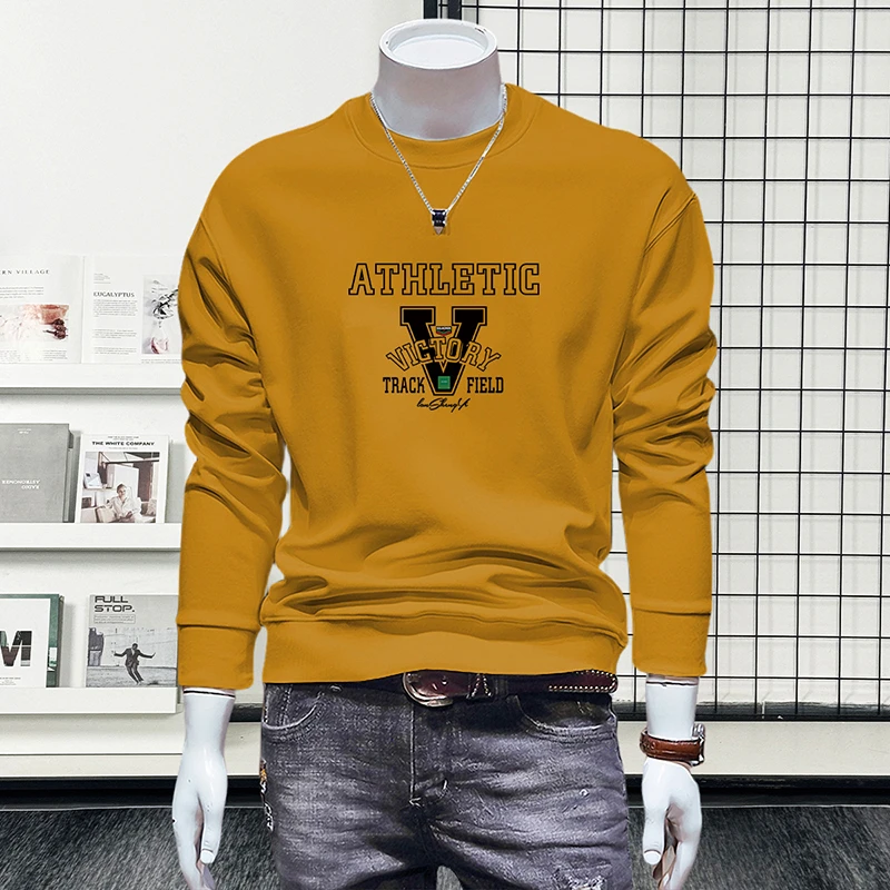 蓝晟依卫衣男款爆款2025新款男士长袖百搭上衣加绒打底衫圆领外套