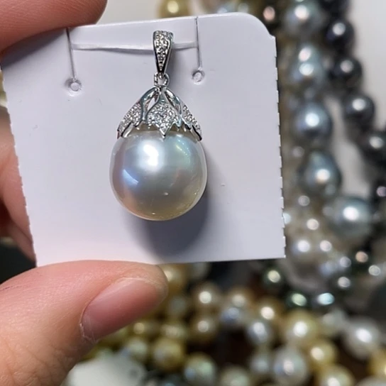 海水珍珠颈饰银S925镶嵌13.2