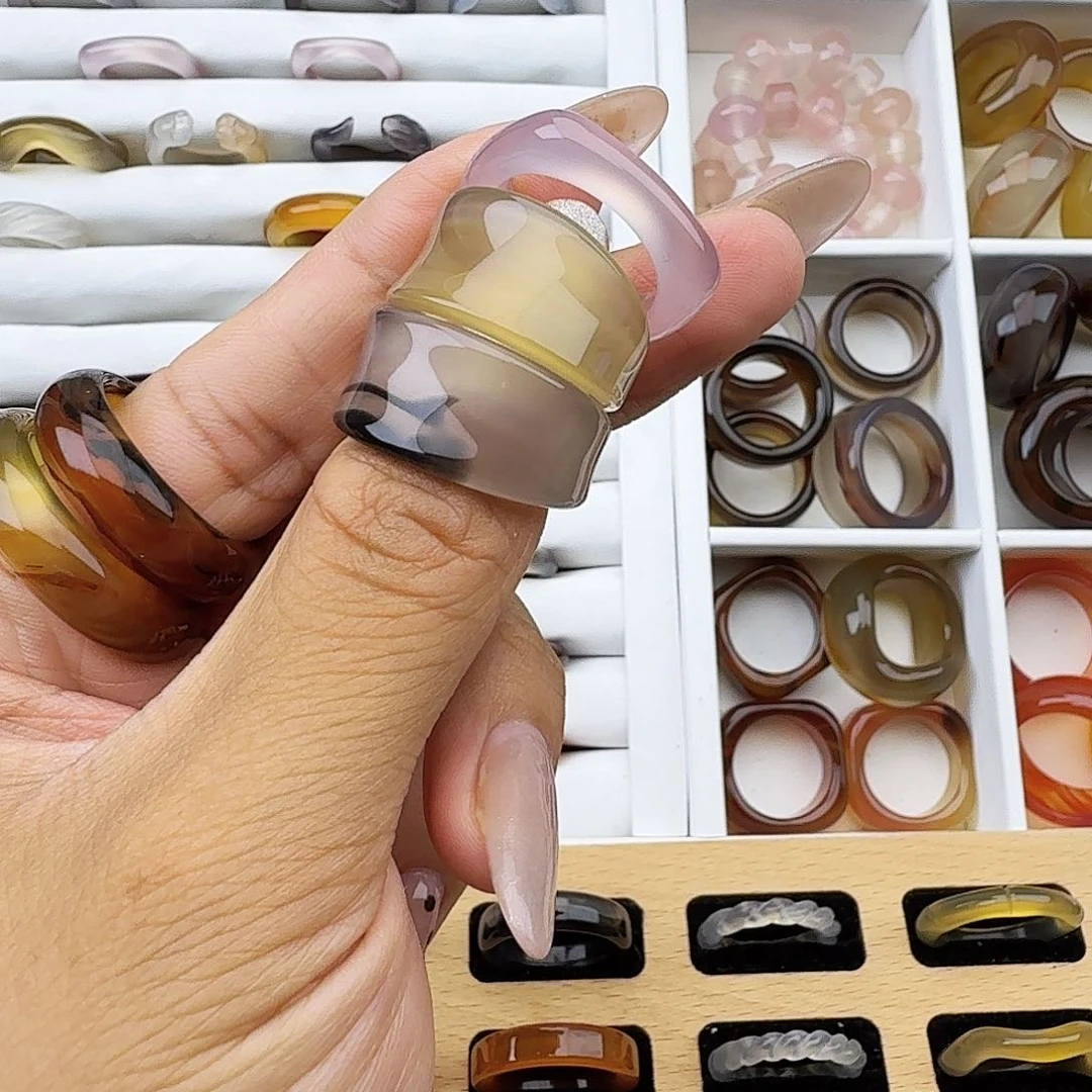 玛瑙/玉髓戒圈未镶嵌*️**