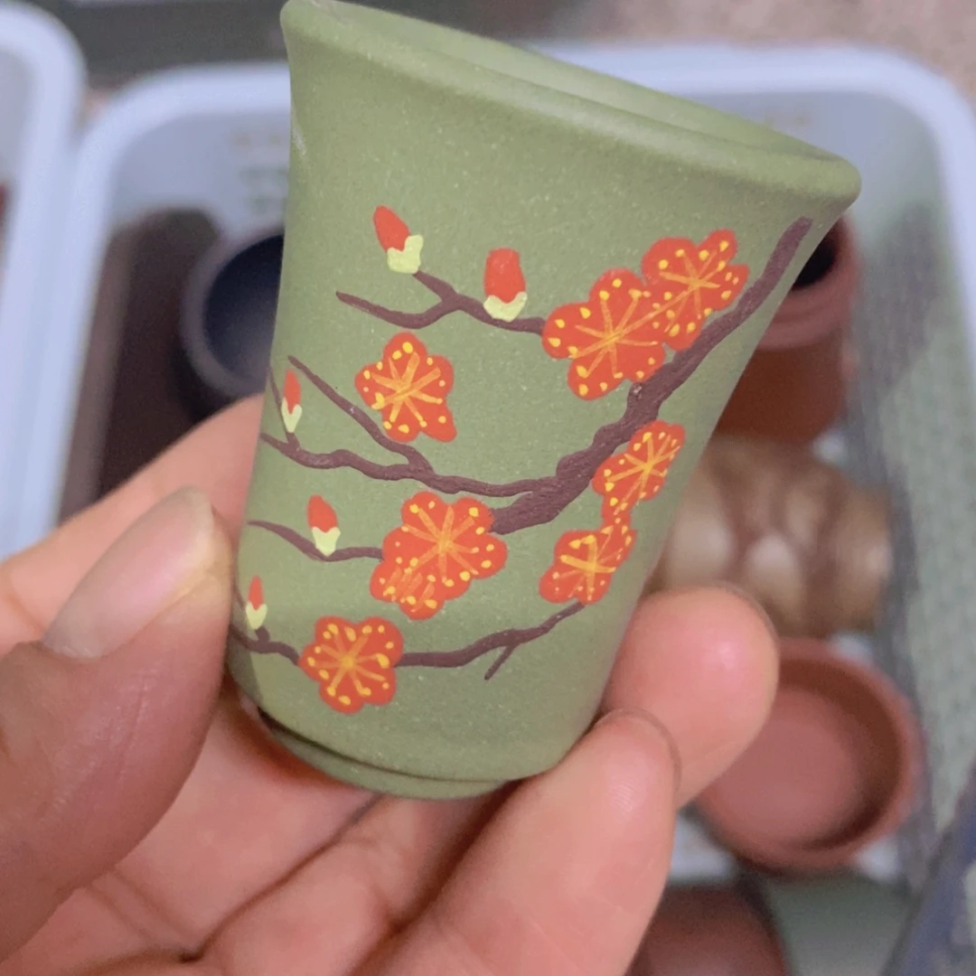 茶杯绿泥紫砂紫砂