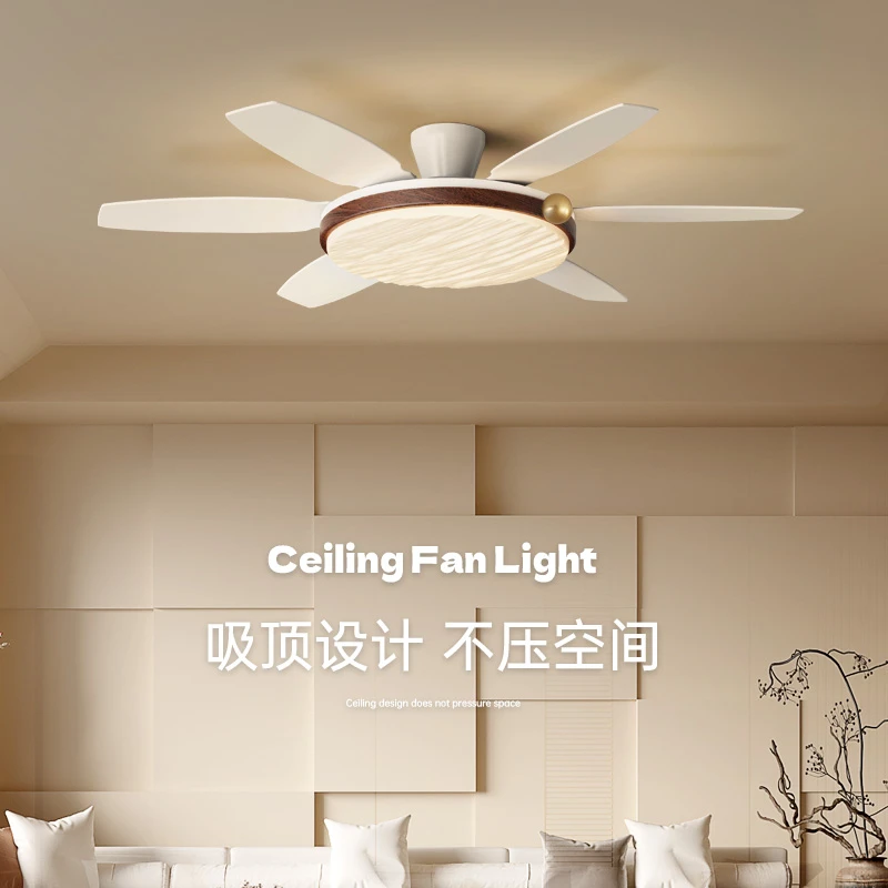 大厅餐厅灯百搭款风扇灯复古款亚白胡桃木装饰led节能护眼吸顶灯