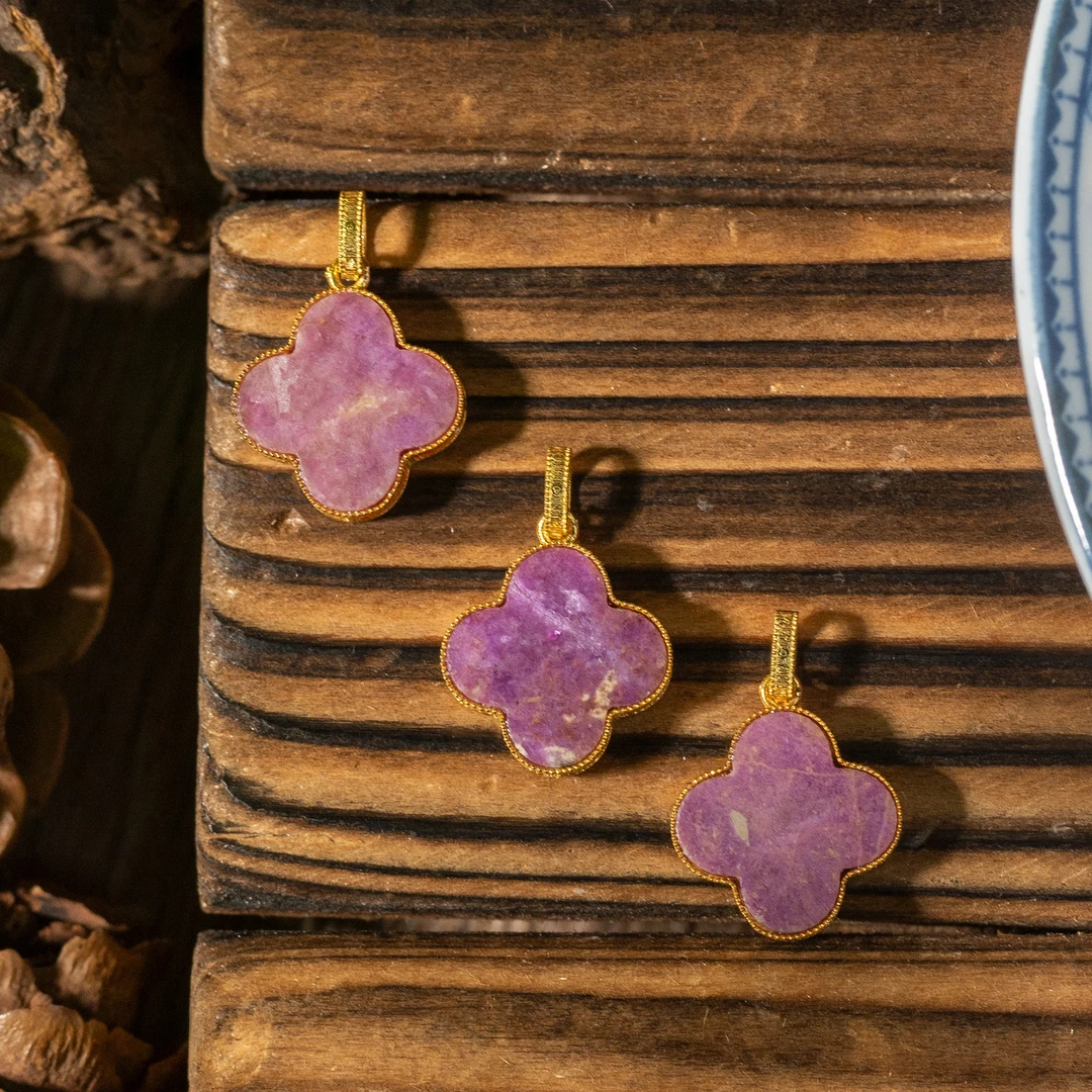 樱花雨丨18k金樱花舒俱来四叶草吊坠/多样性发/发一件/P5936