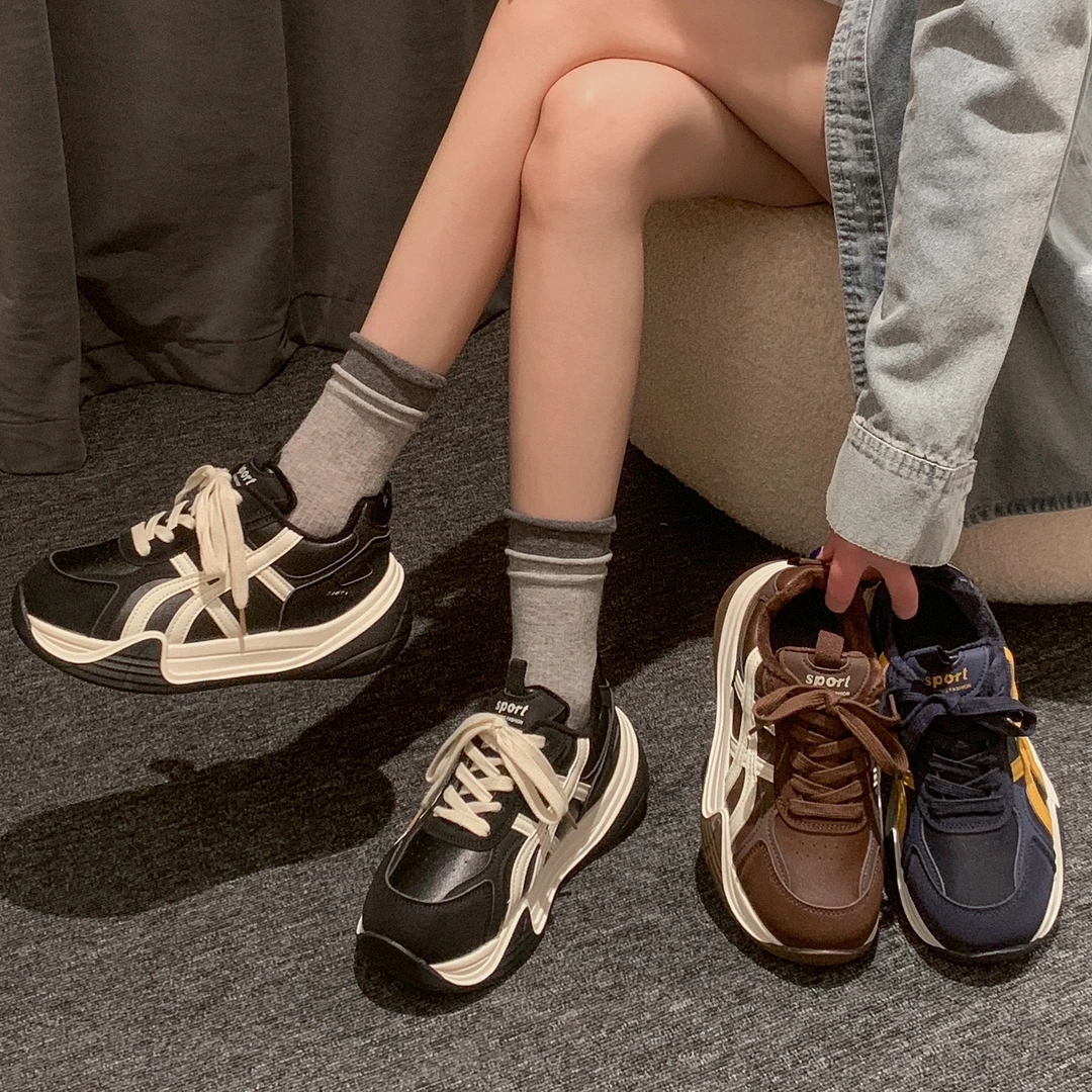 贾不假老爹鞋女款2025新款秋冬时尚复古百搭加绒爆款厚底运动鞋子