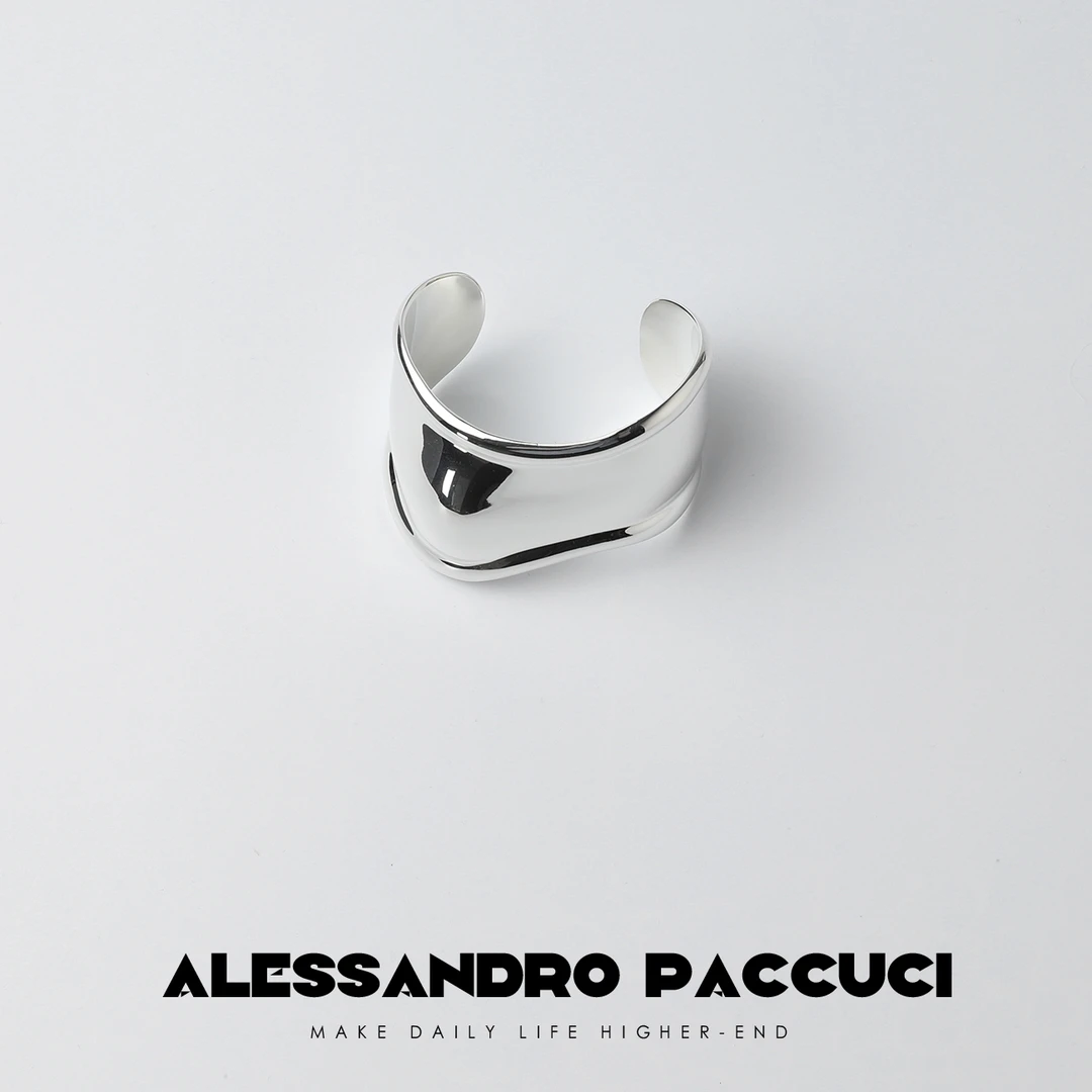 925银手镯 AP洛哥23564X【波纹】小众光面时尚百搭开口手镯