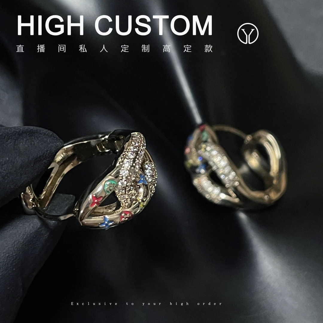 铜合金合成锆石耳饰 364 浅金色扭结圆圈耳钉