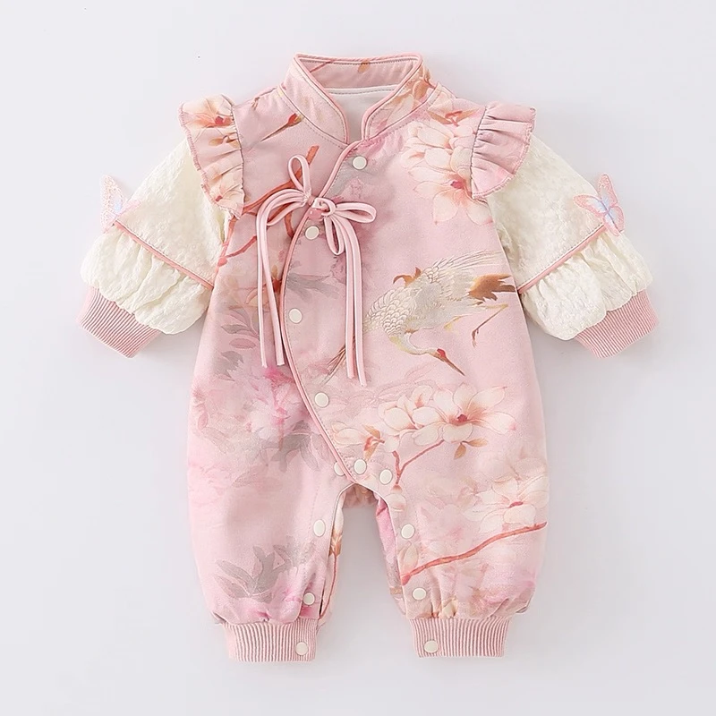 2025新款秋装女宝宝旗袍春连体衣哈衣婴儿衣服满月百天中国风公主