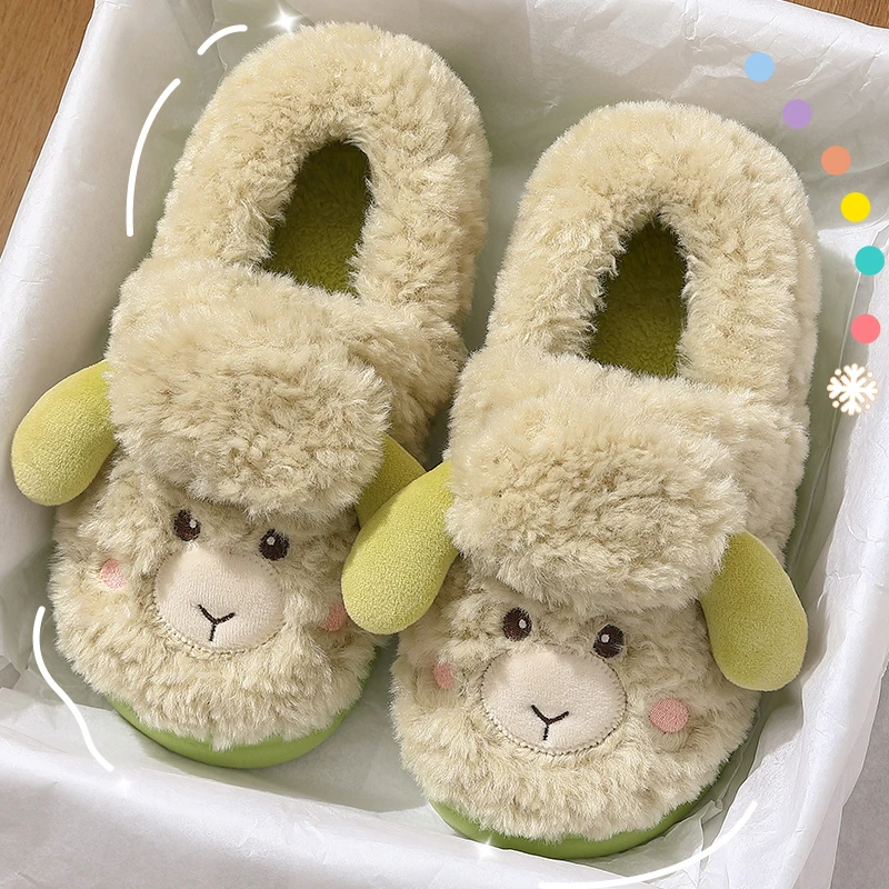 可爱棉拖鞋女士冬季包跟2025新款室内家居厚底毛绒保暖棉鞋女冬天