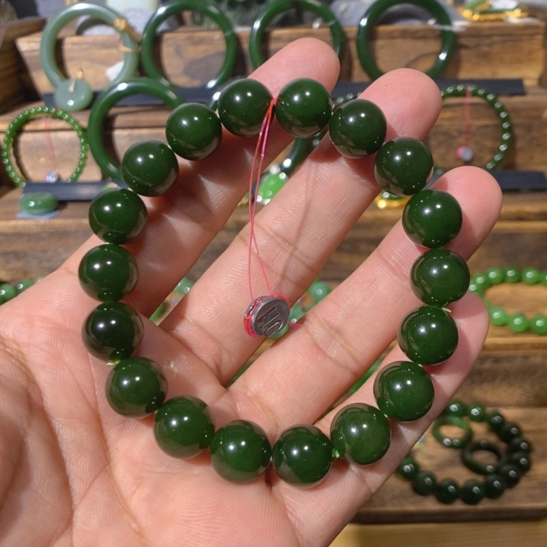 【闪购商品】吊坠(不含链)未镶嵌和田玉小*豆俄七菠菜绿 11