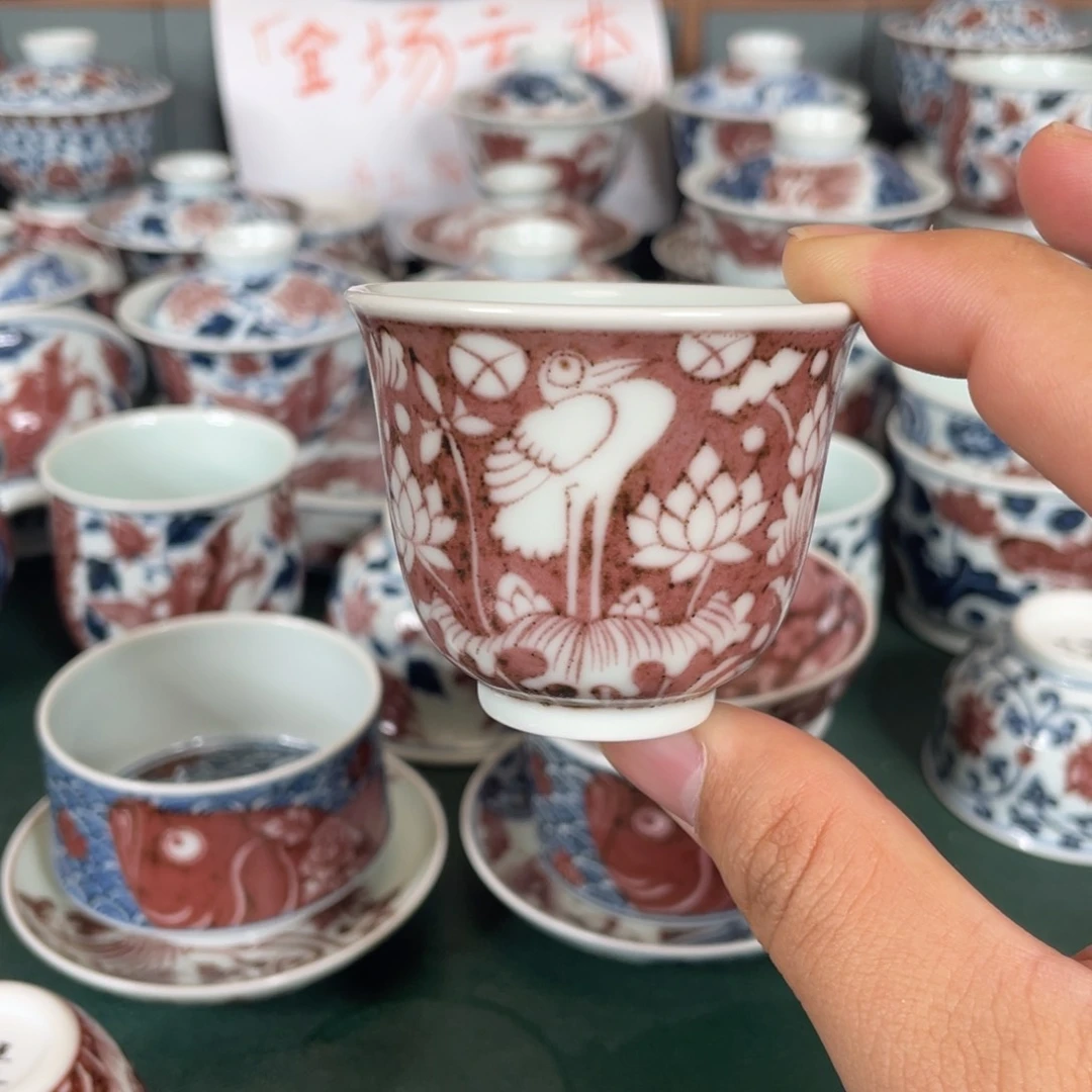 瓷片C*空谷元坊原矿釉里红纯手工手绘