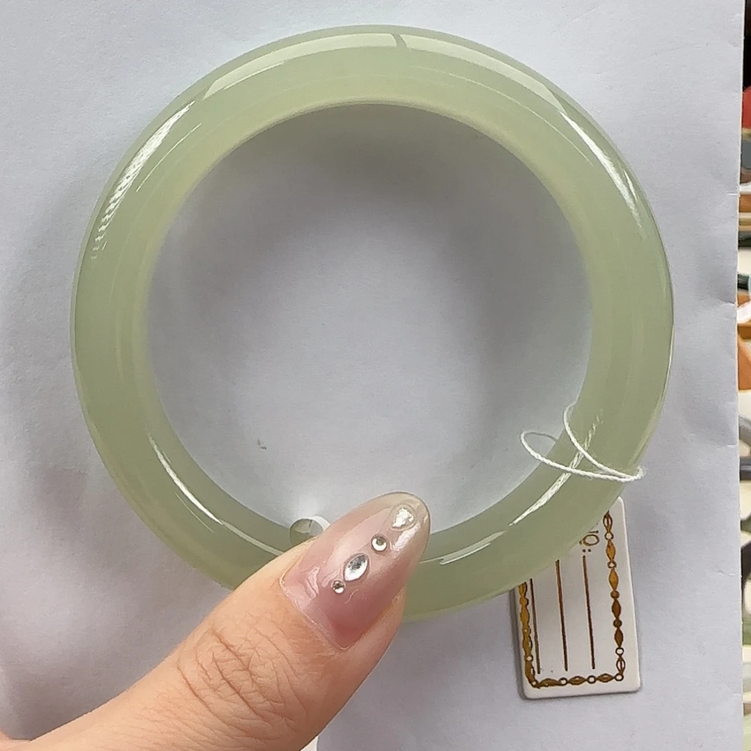 和田玉未镶嵌手镯高冰葡萄绿 58 59