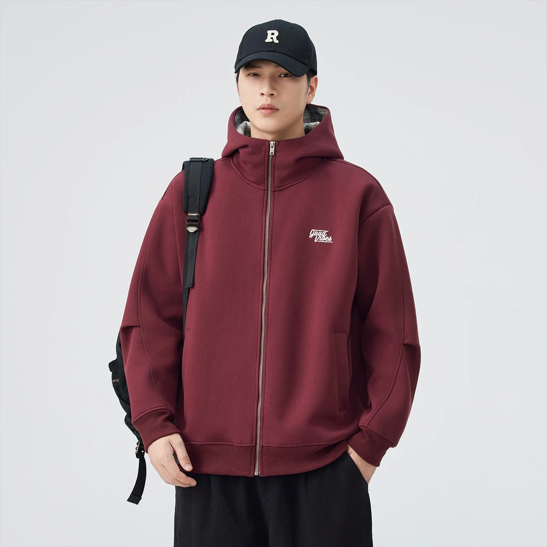 潮牌连帽卫衣男2025新款秋季宽松慵懒风美式重磅休闲百搭开衫外套