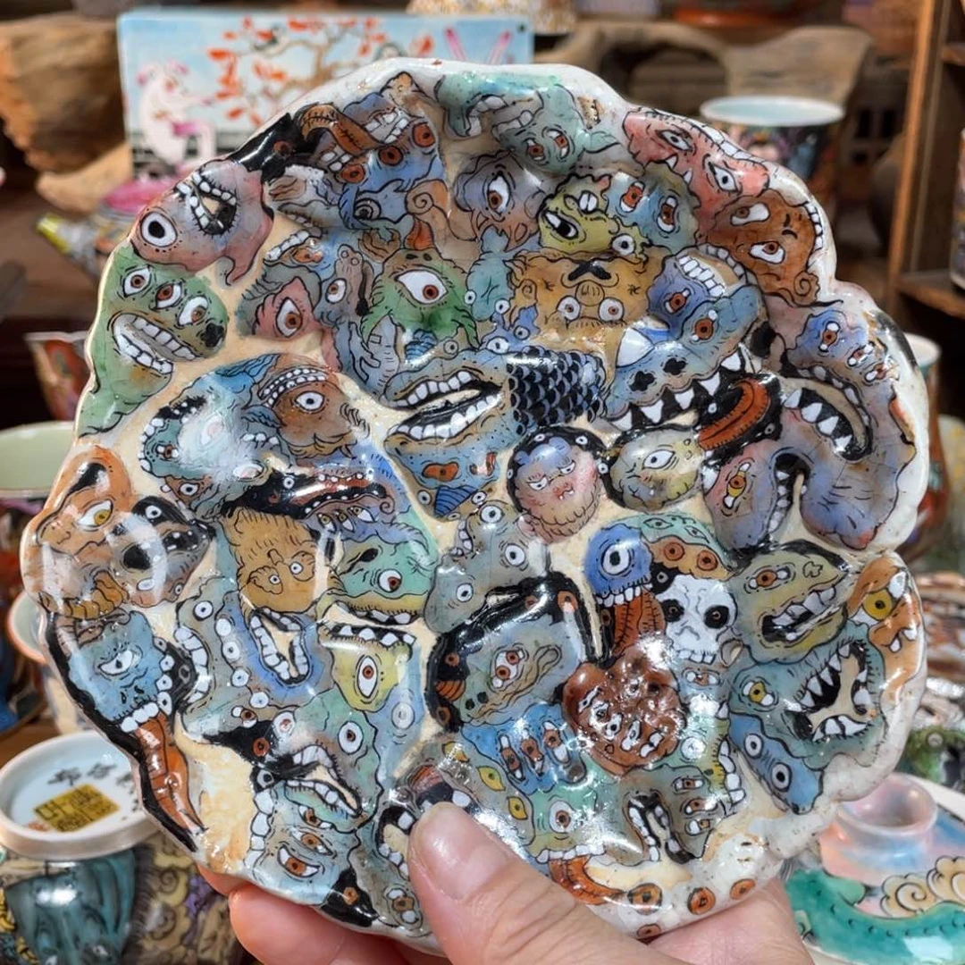 【闪购商品】鬼脸壶承 景德镇手绘