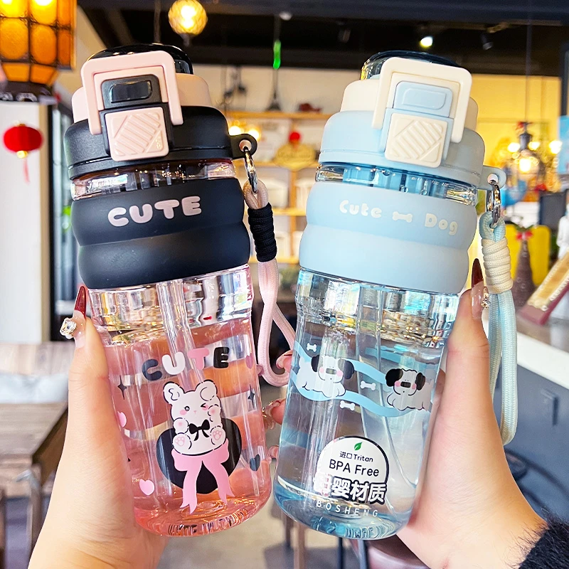 水杯女生高颜值夏天便携新款大容量学生上学专用茶水分离外出水壶